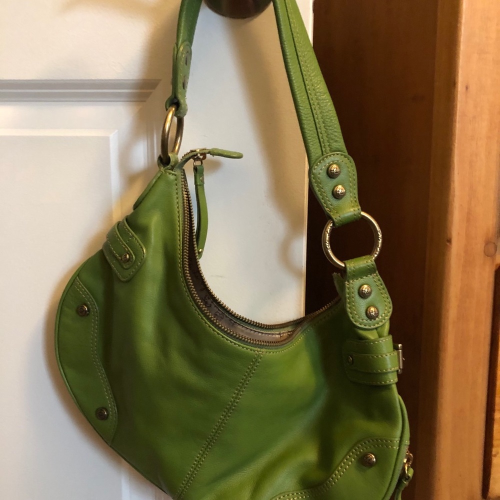 Kate Landry genuine leather green hobo bag.